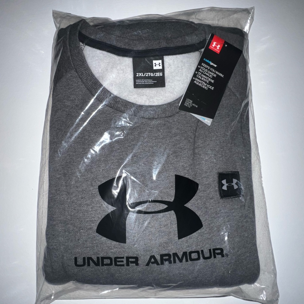 Under Armour, XXL Heather gray, crewneck fleece sweatshirt